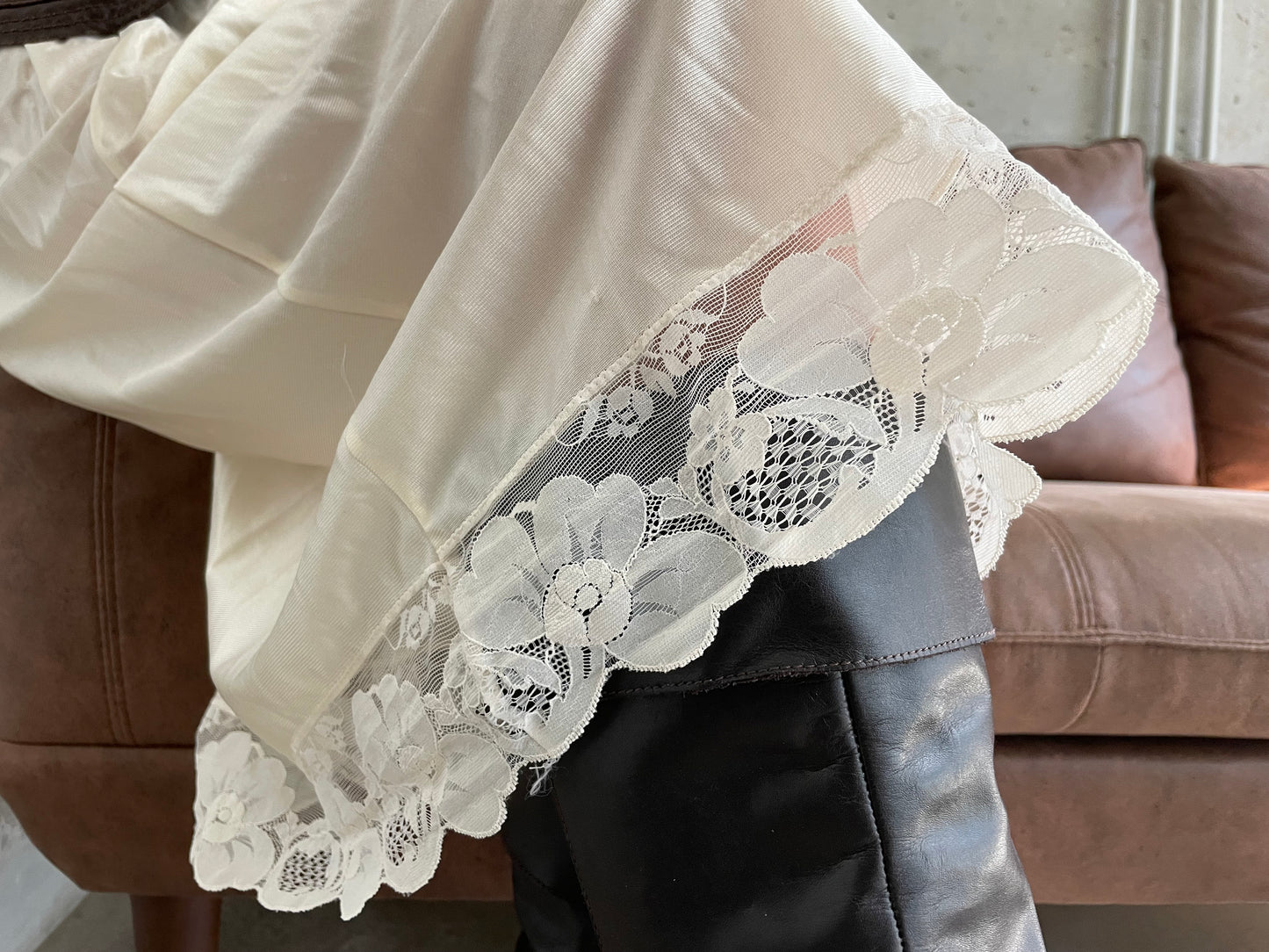 Vintage cream slip skirt