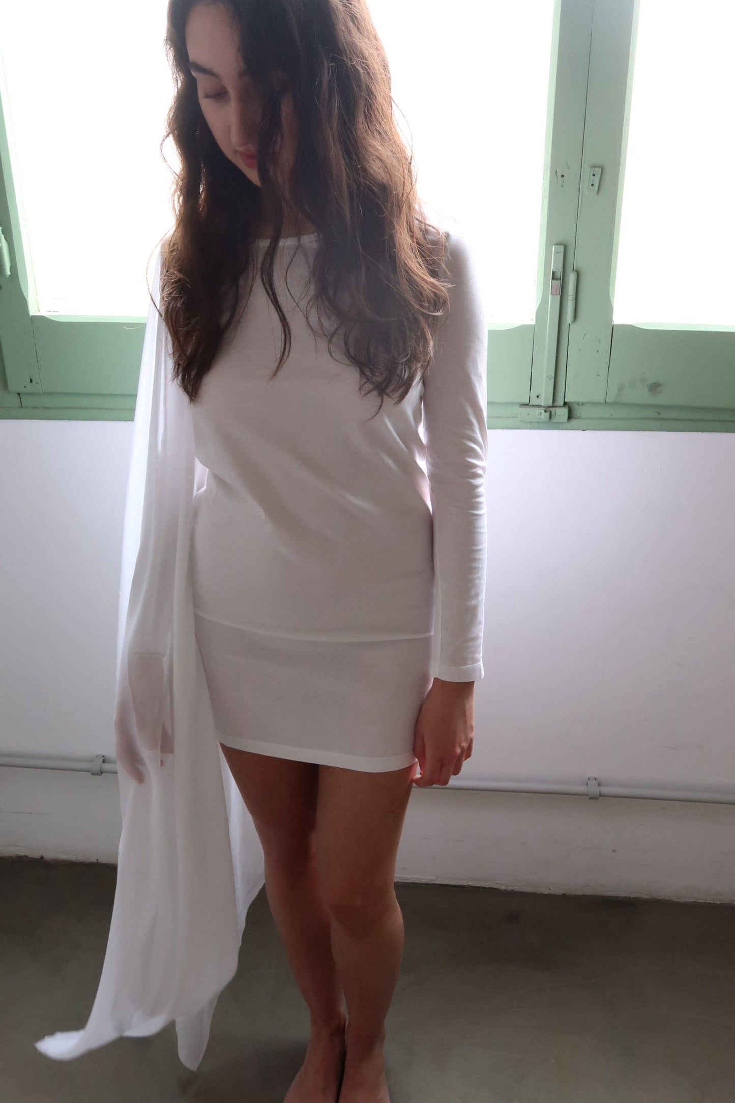 MM6 Jersey Dress with Chiffon Panel