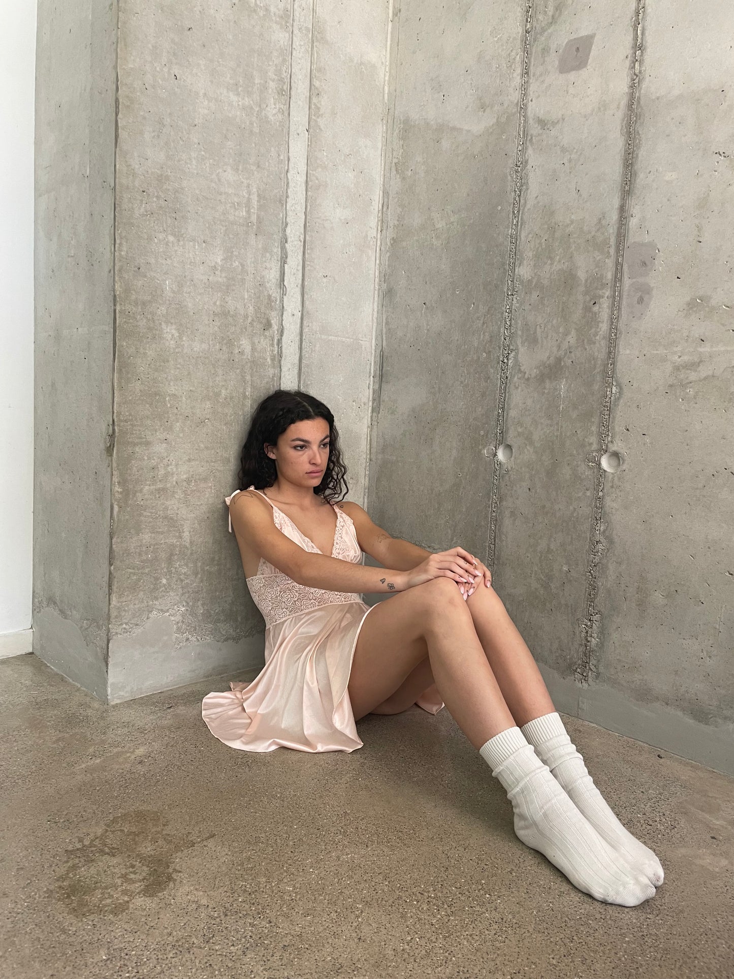 Satin & lace slip dress