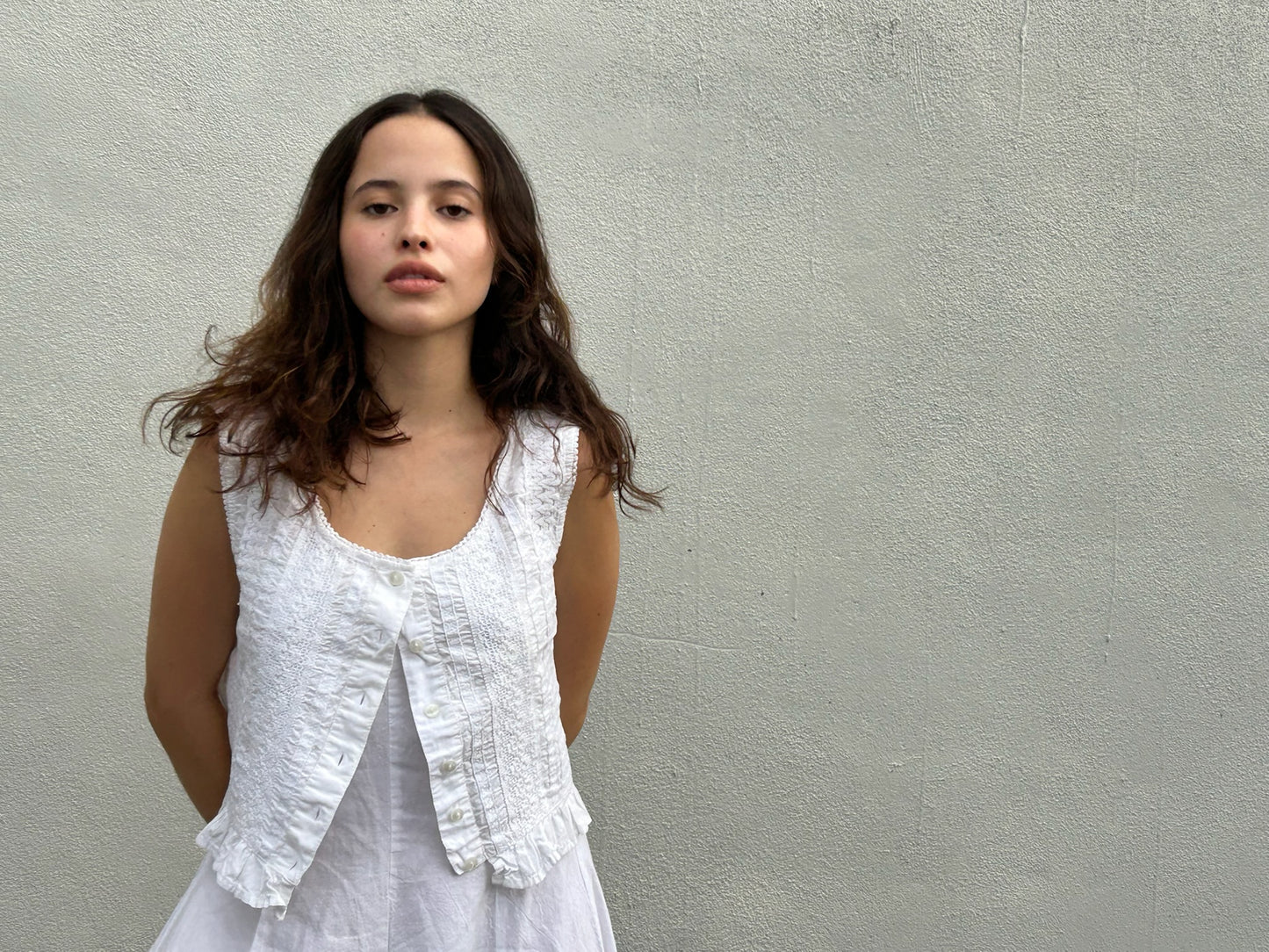 Cotton & lace vest