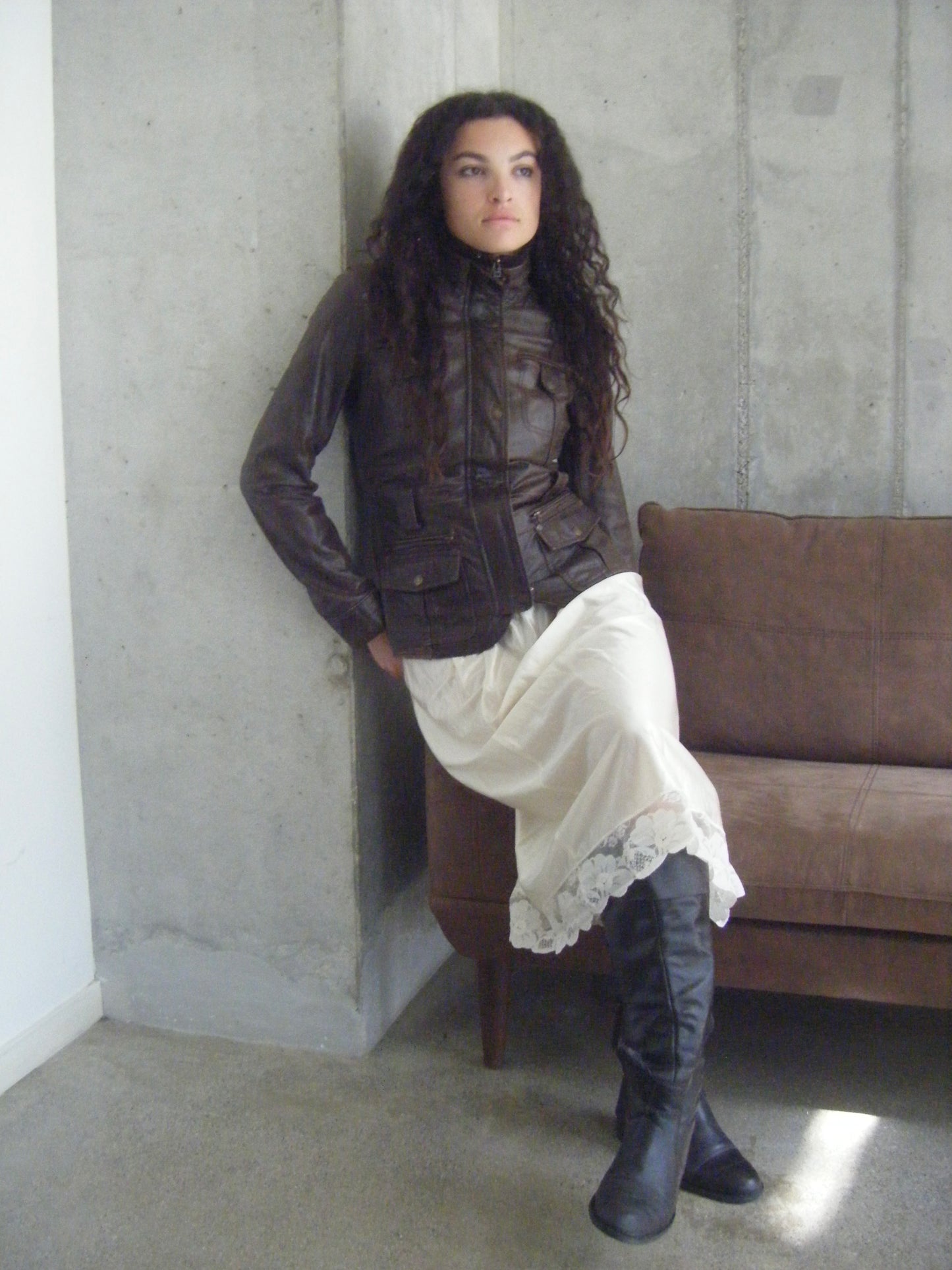 Leather biker jacket