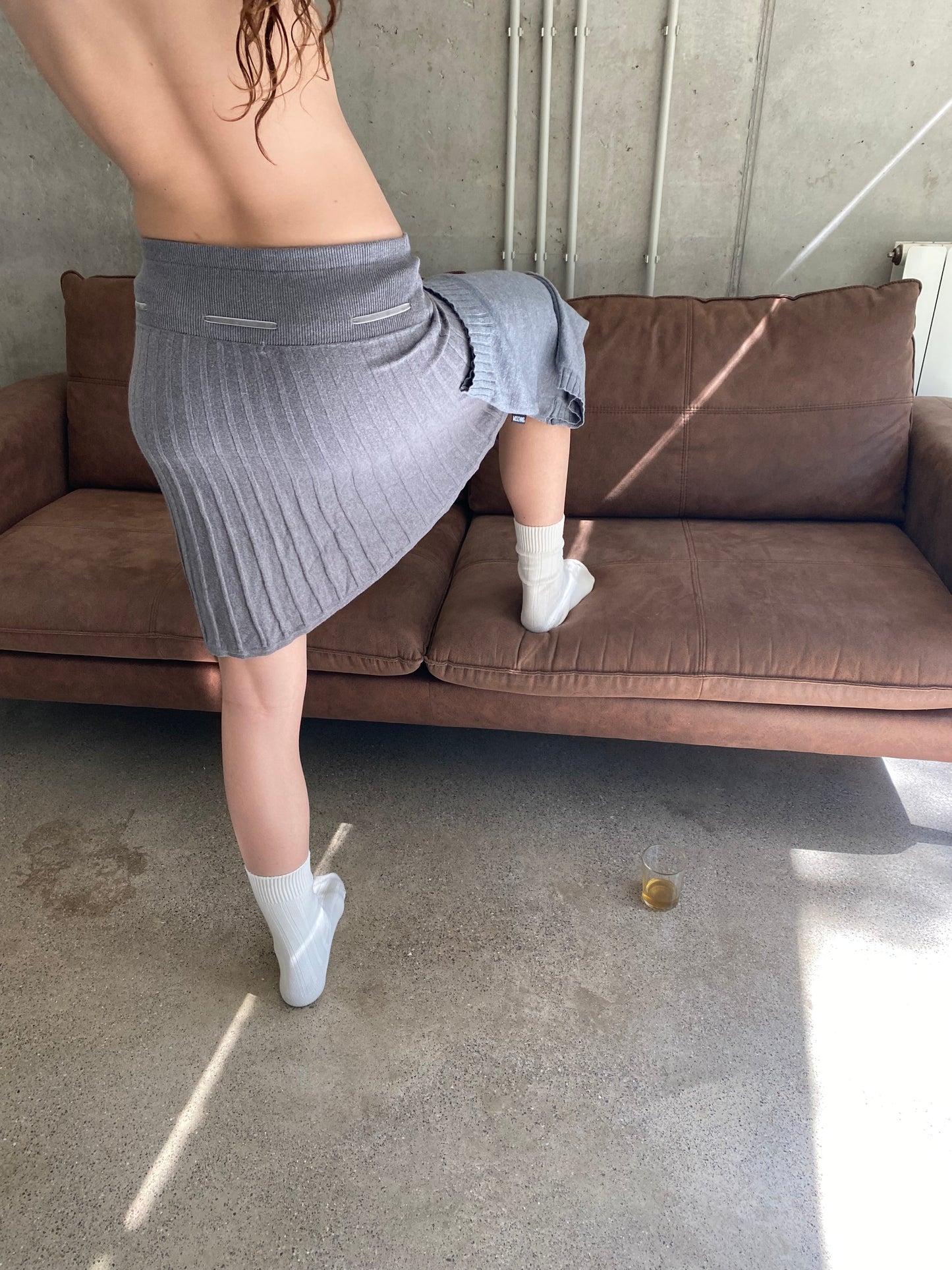 Knit pleated skirt