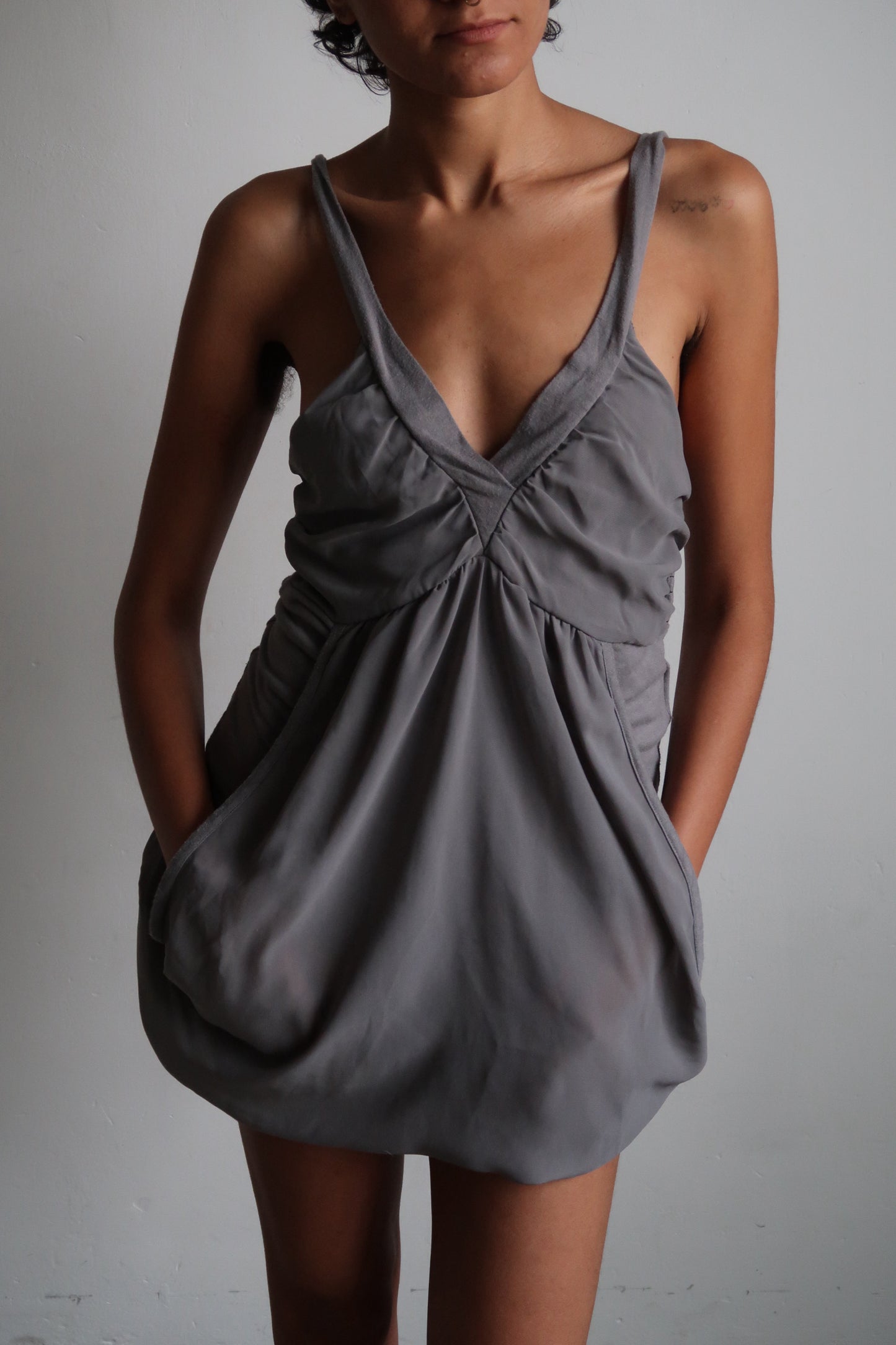 Draped Grey Mini Dress