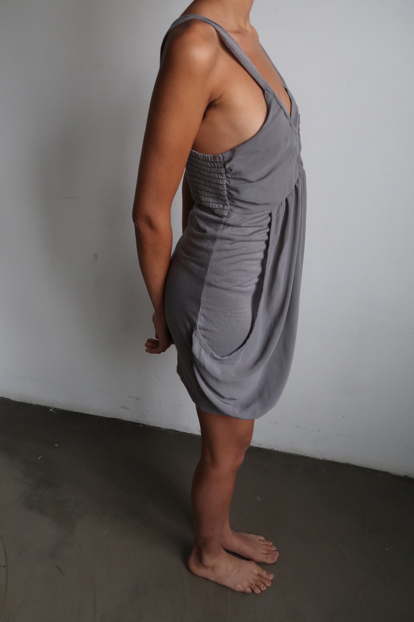 Draped Grey Mini Dress