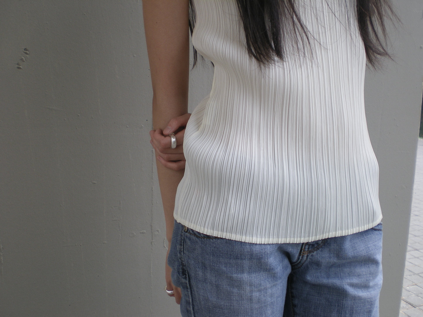 Issey Miyake Pleats Please butter top