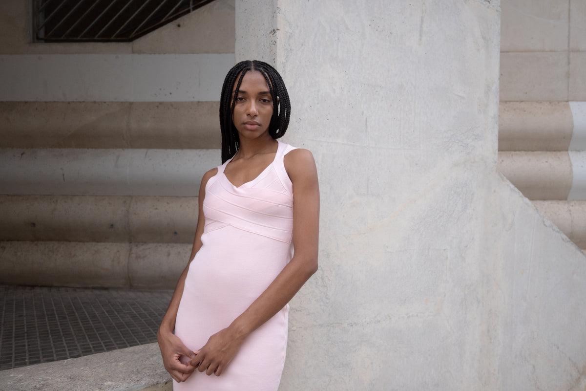 Baby pink bandage dress