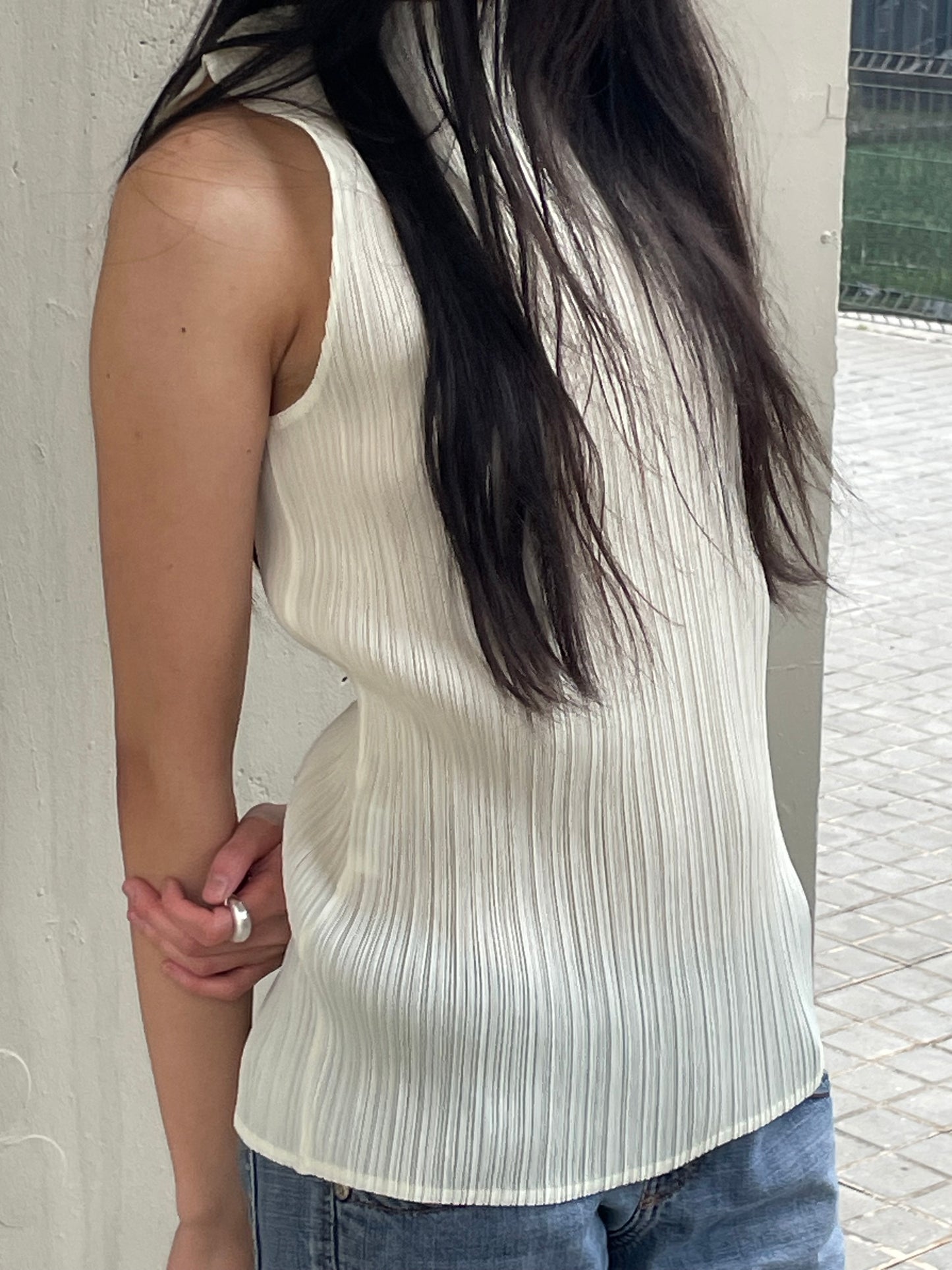 Issey Miyake Pleats Please butter top