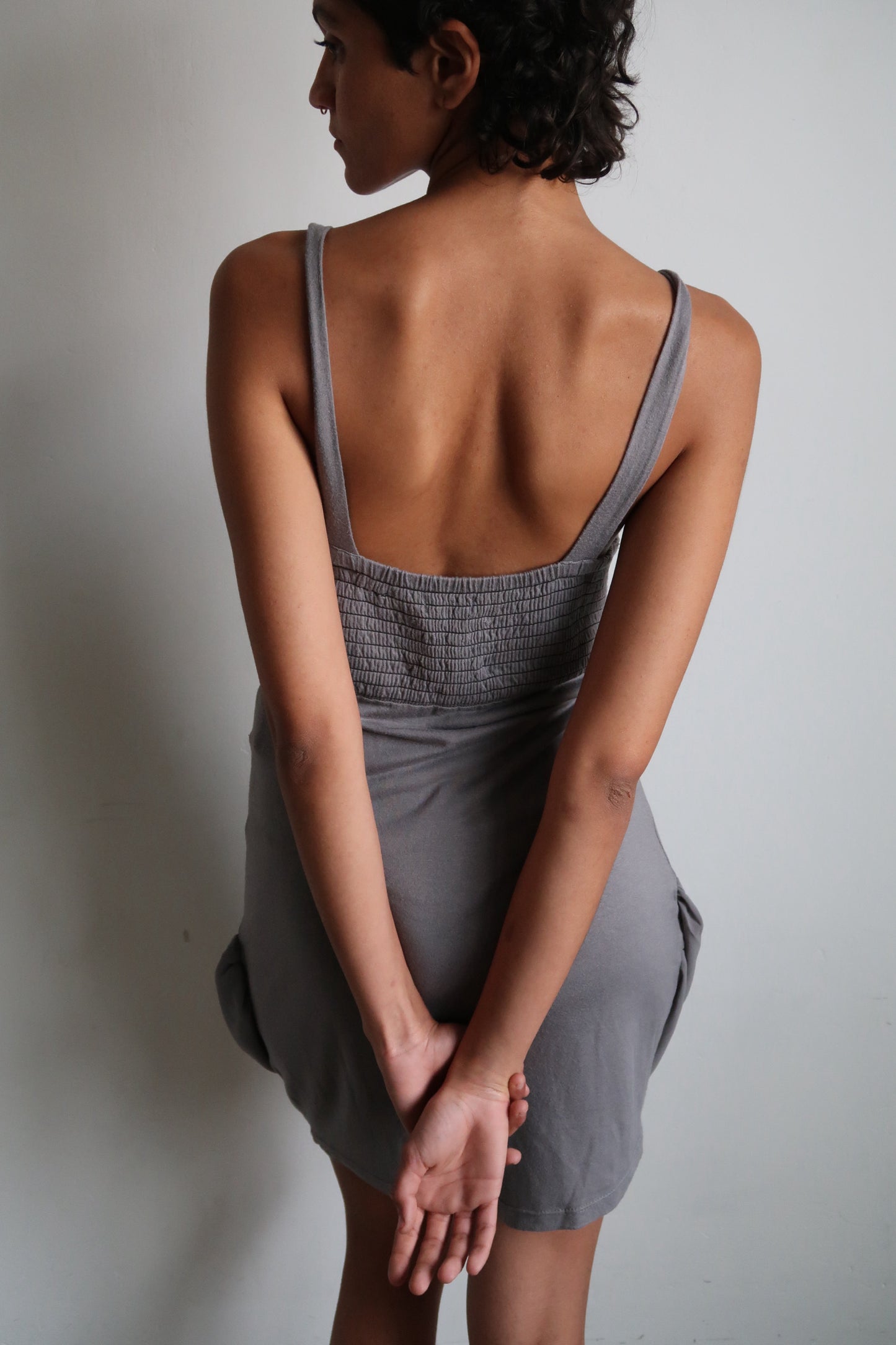 Draped Grey Mini Dress