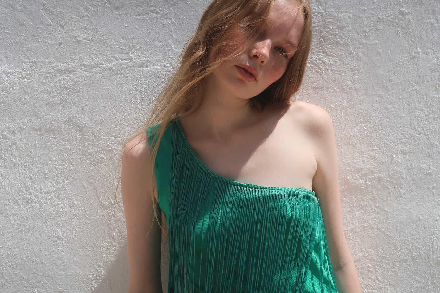Asymmetric fringed dress