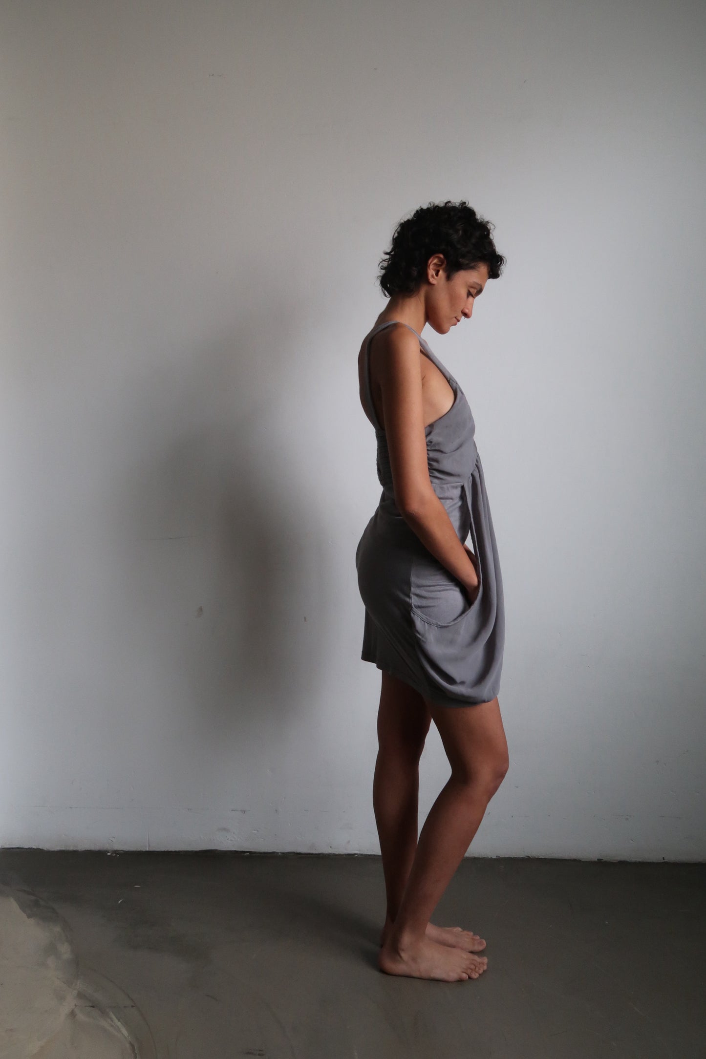 Draped Grey Mini Dress