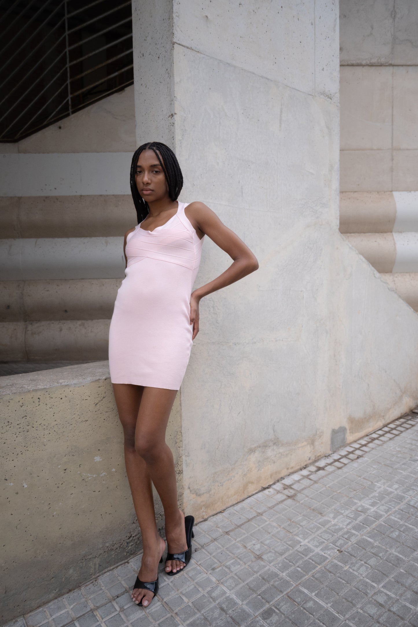 Baby pink bandage dress