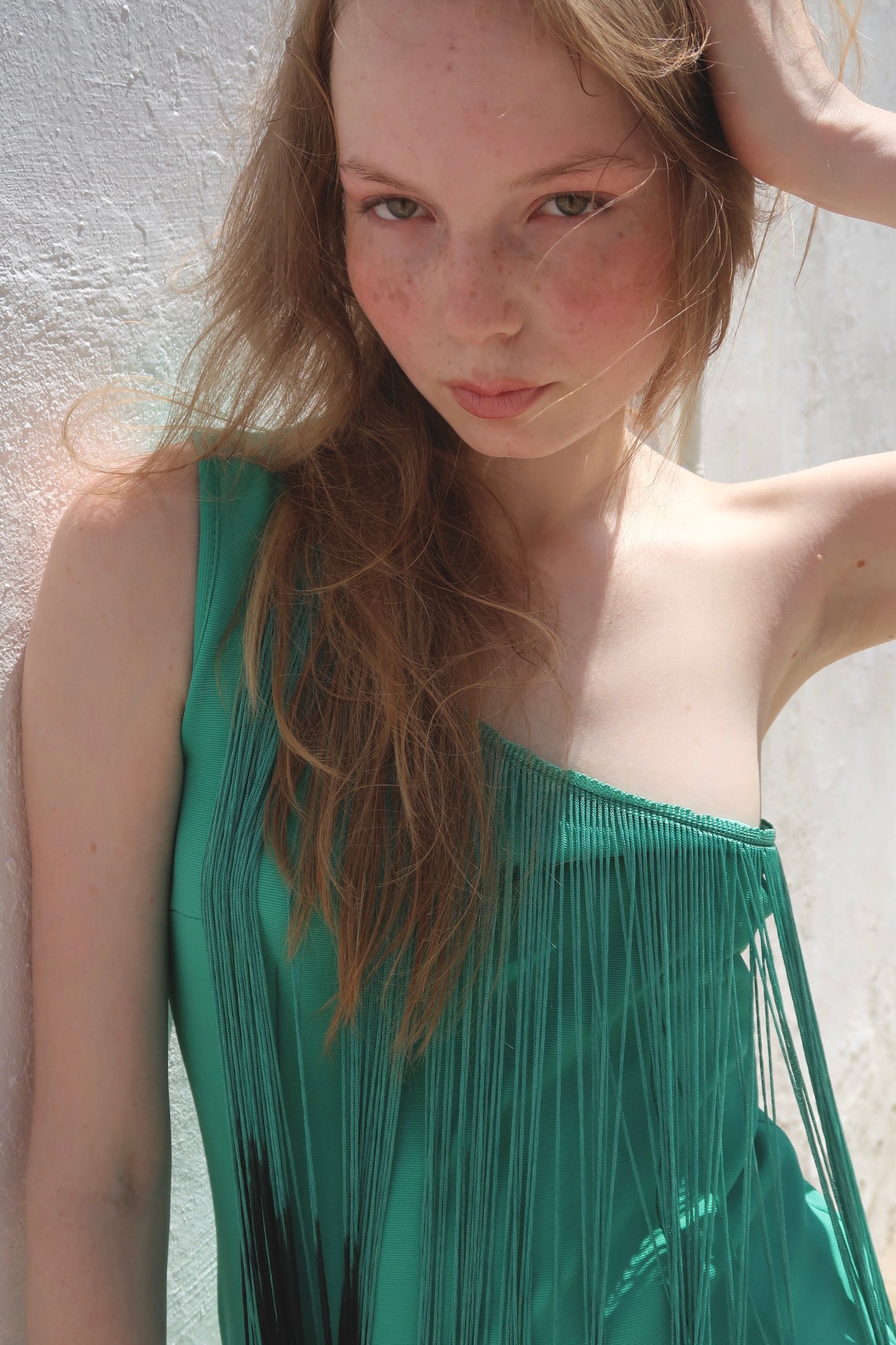 Asymmetric fringed dress