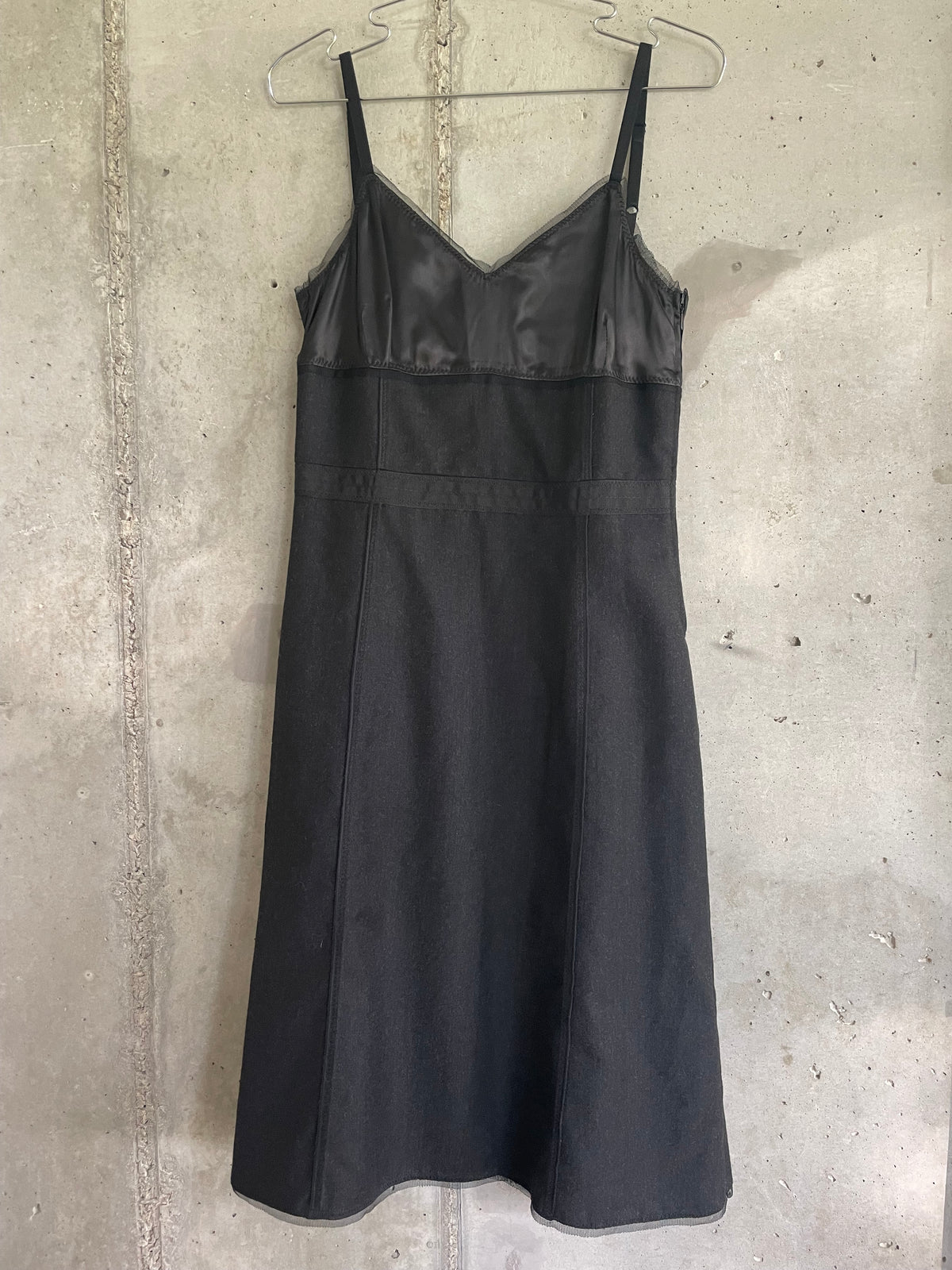 Contrast fabric black dress