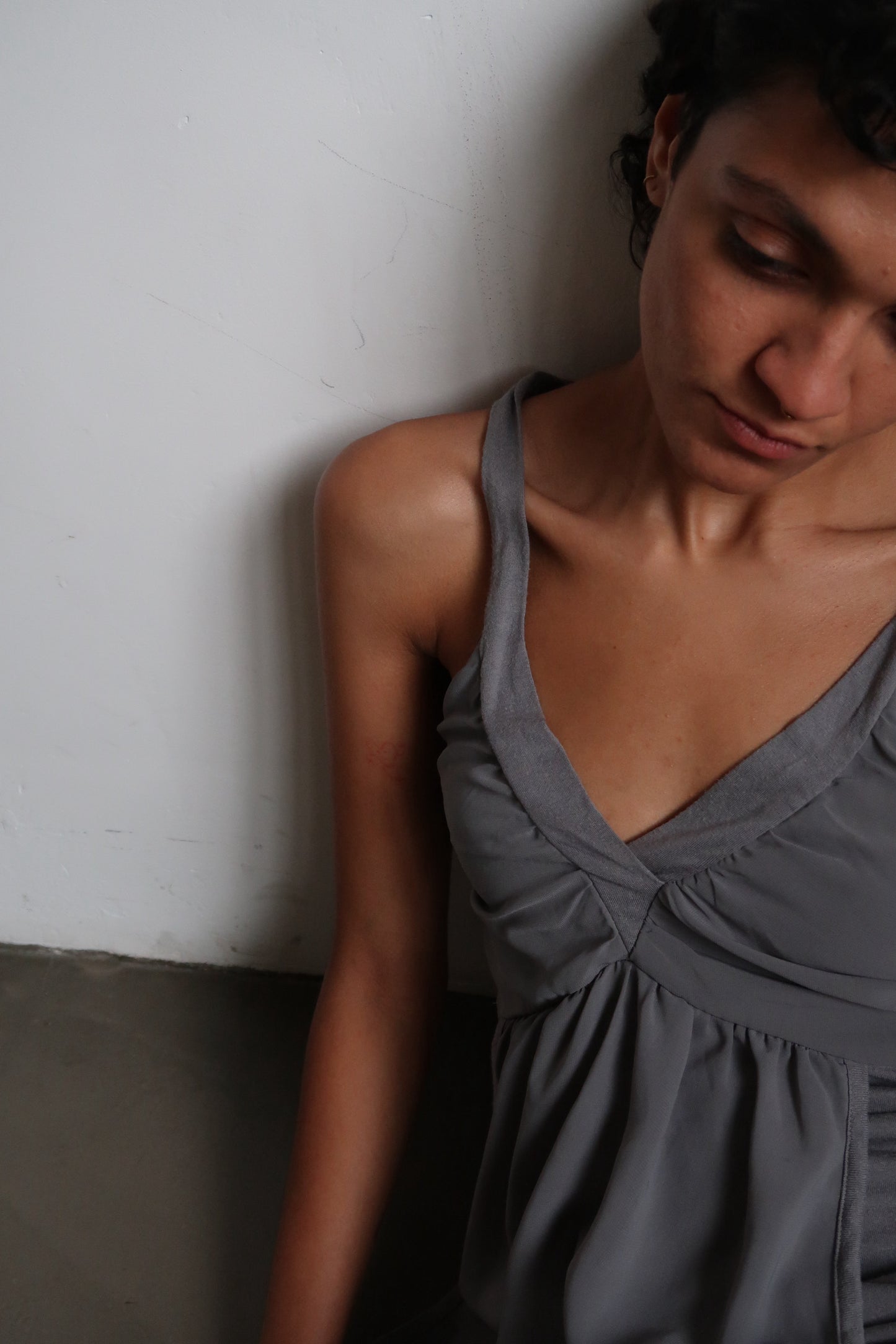 Draped Grey Mini Dress