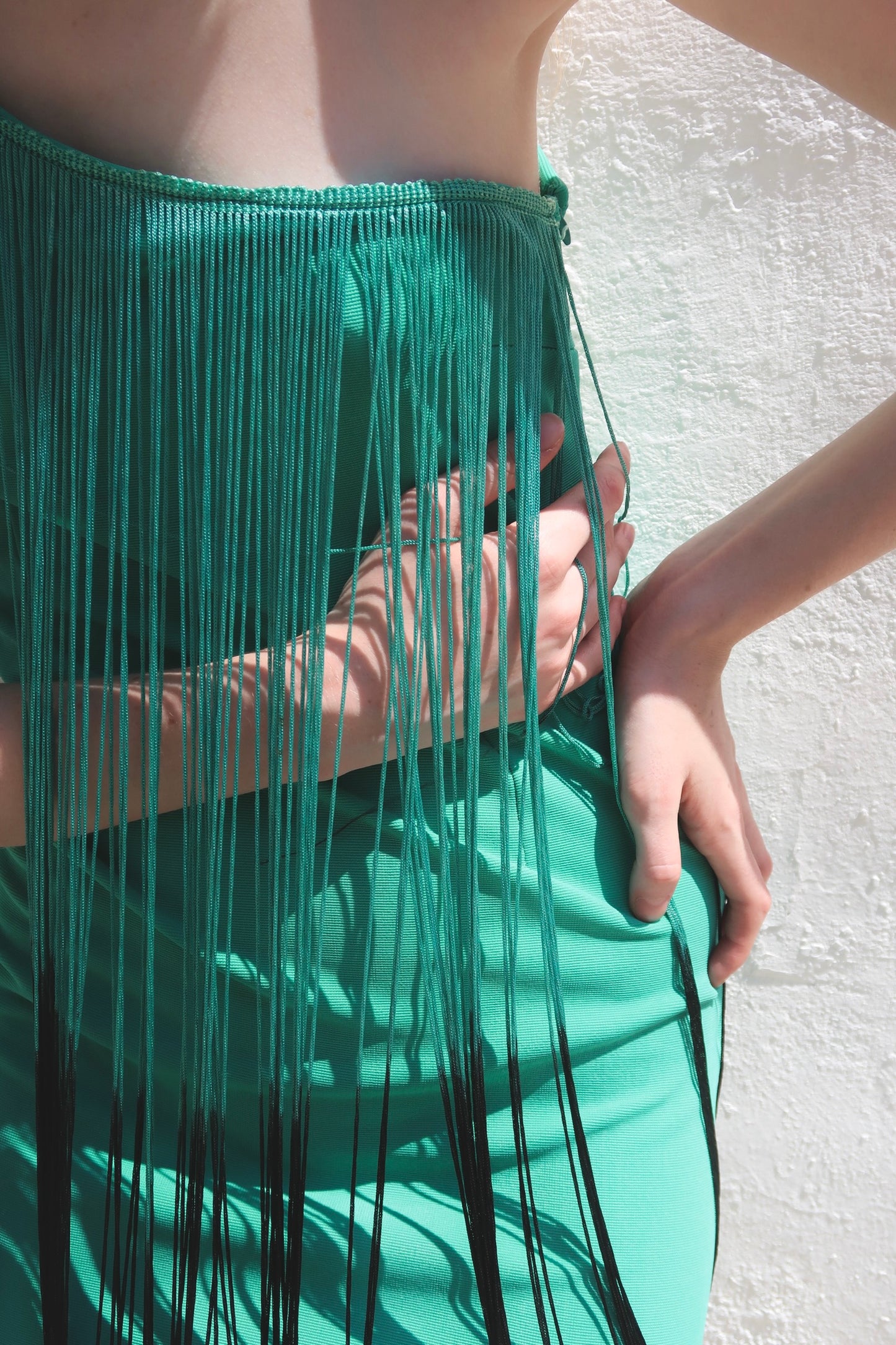 Asymmetric fringed dress